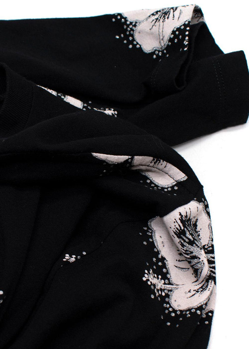 Saint Laurent Black Hibiscus Flower Print Top