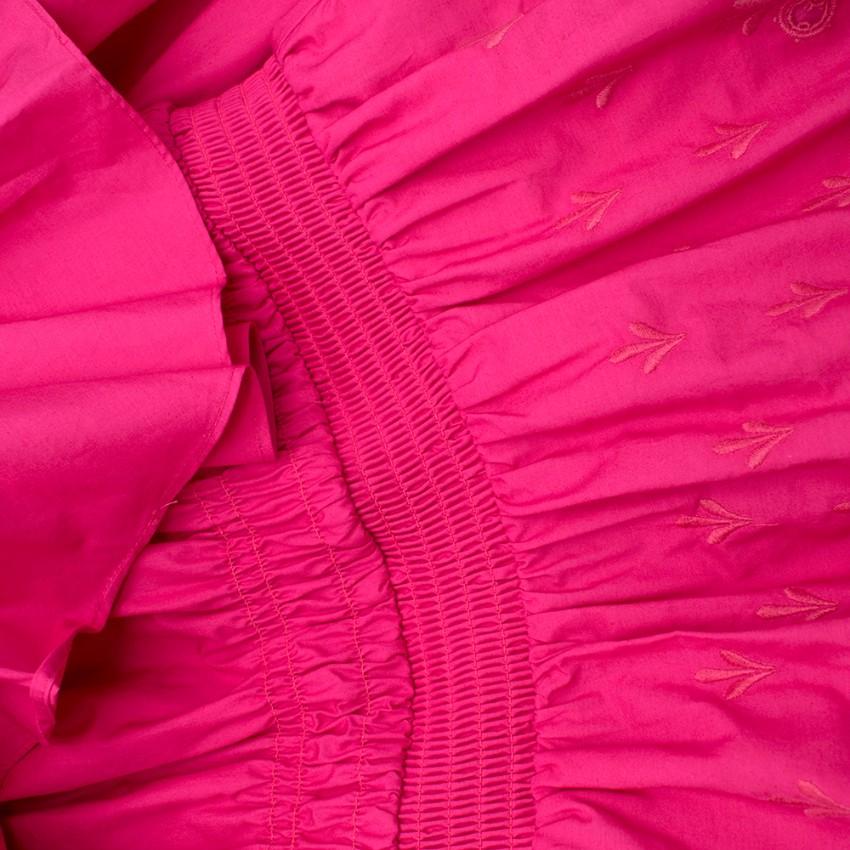 Self Portrait Fuchsia Embroidered Ruffle Off Shoulder Top