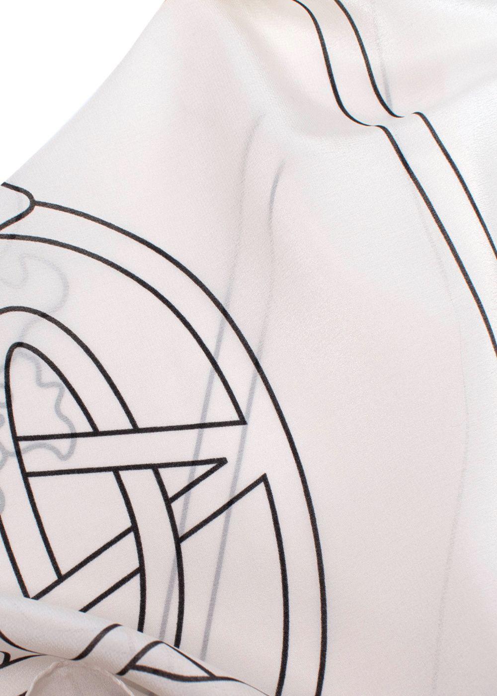 Gallello Atelier Bespoke Cream Printed Silk Scarf
