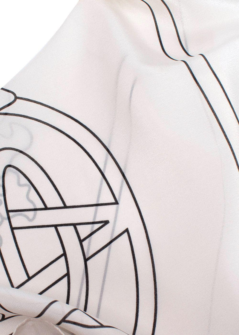 Gallello Atelier Bespoke Cream Printed Silk Scarf