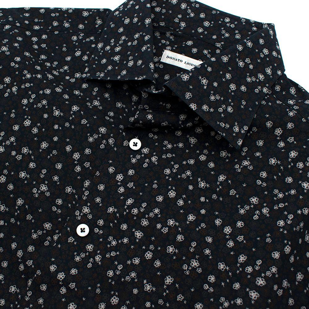 Donato Liguori Navy Abstract Flower Print Shirt
