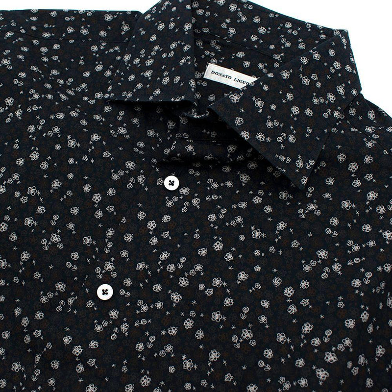 Donato Liguori Navy Abstract Flower Print Shirt