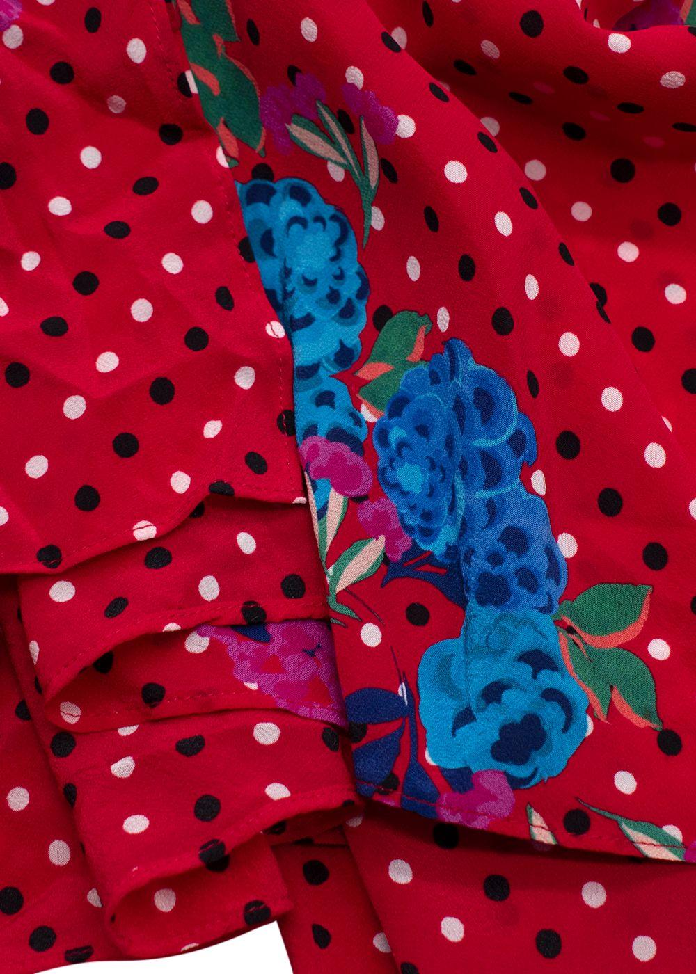 Saloni Red Polka Dot Print Silk Dress