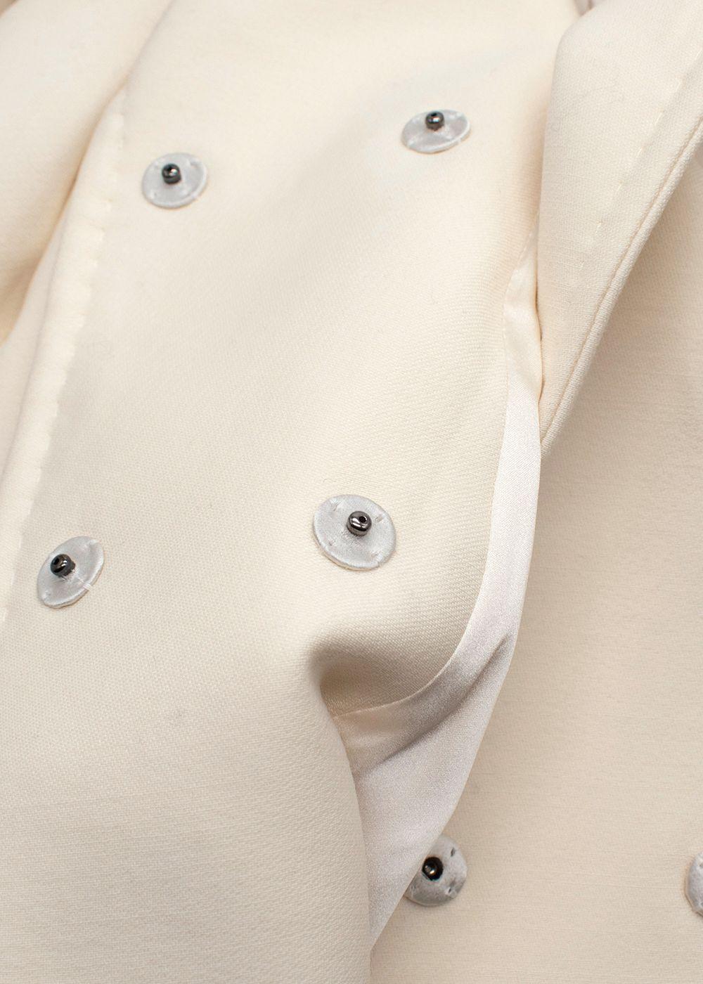 Dolce & Gabbana Cream Double Breasted Longline  Wool Coat