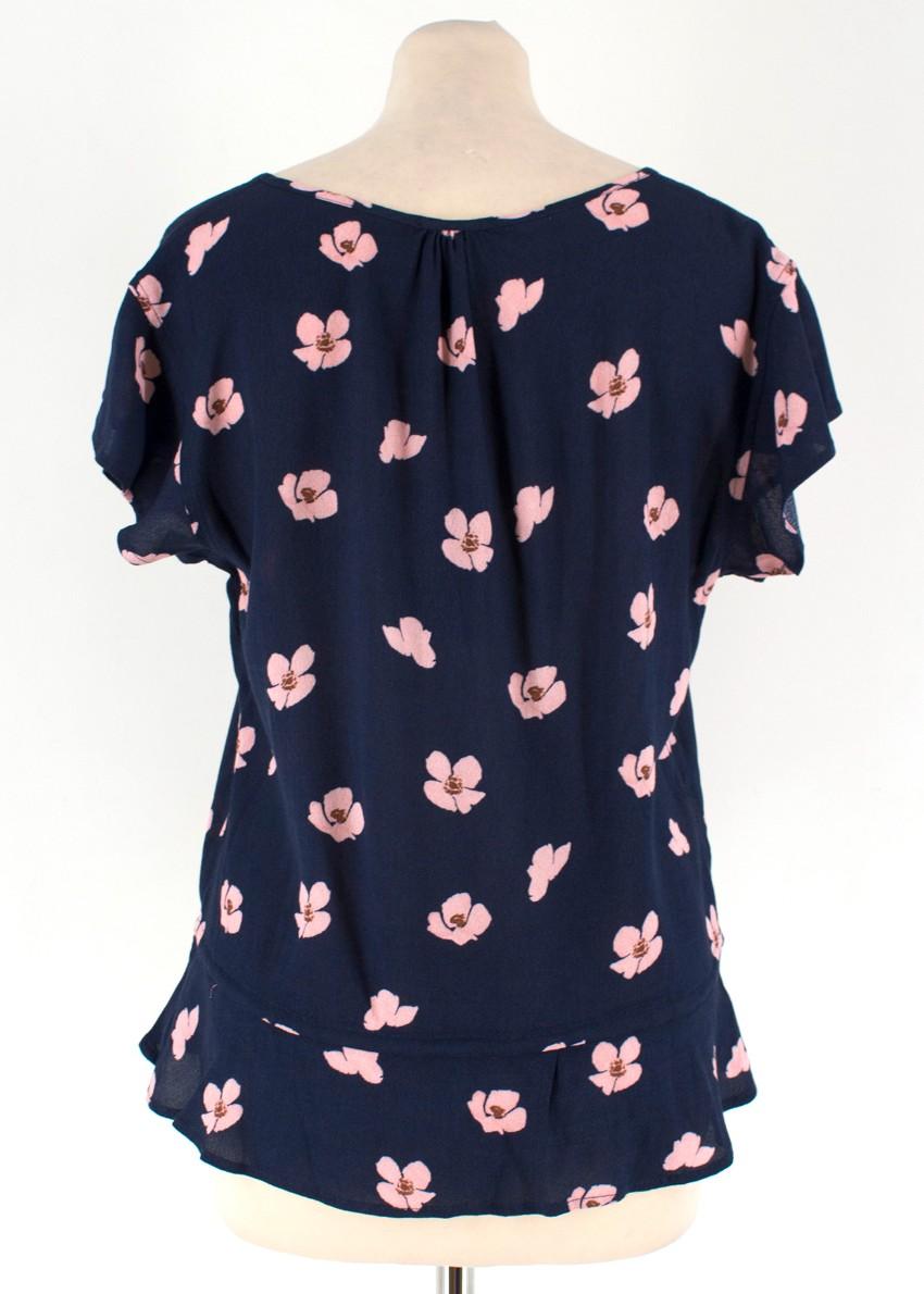 Rails Navy and Floral Button-Up Top