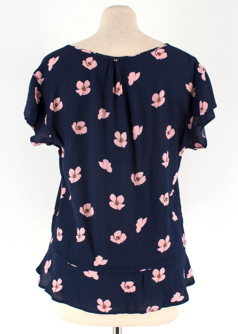 Rails Navy and Floral Button-Up Top