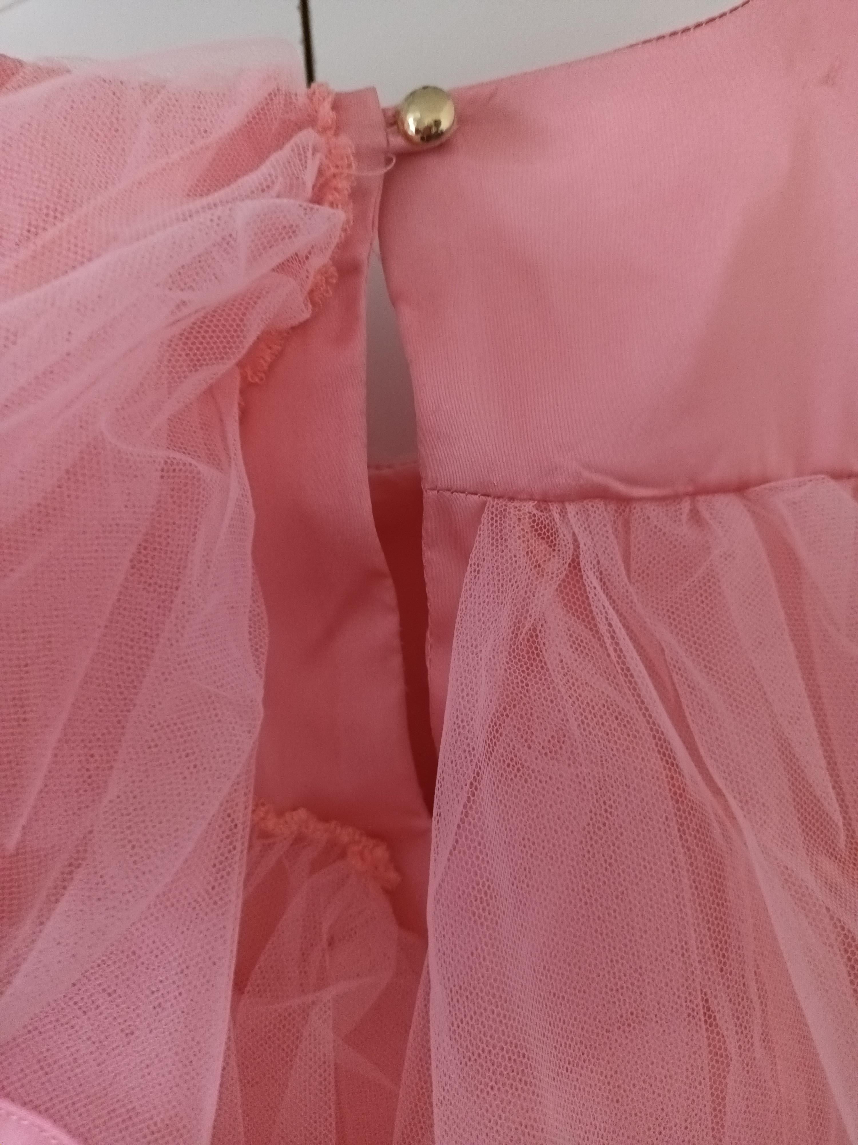 pink tulle ruffled party dress