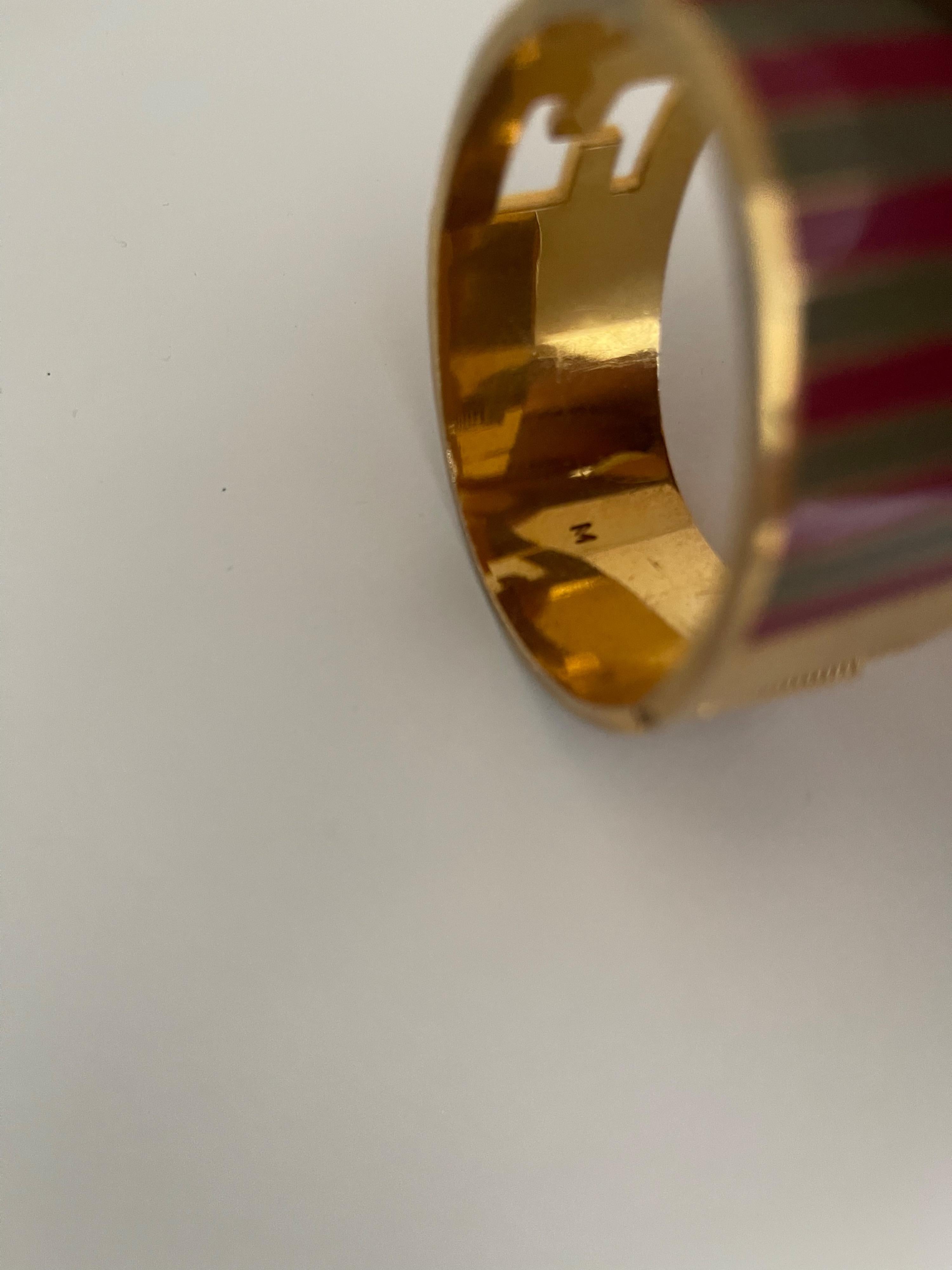 Striped enamel & gold-tone metal FF bangle