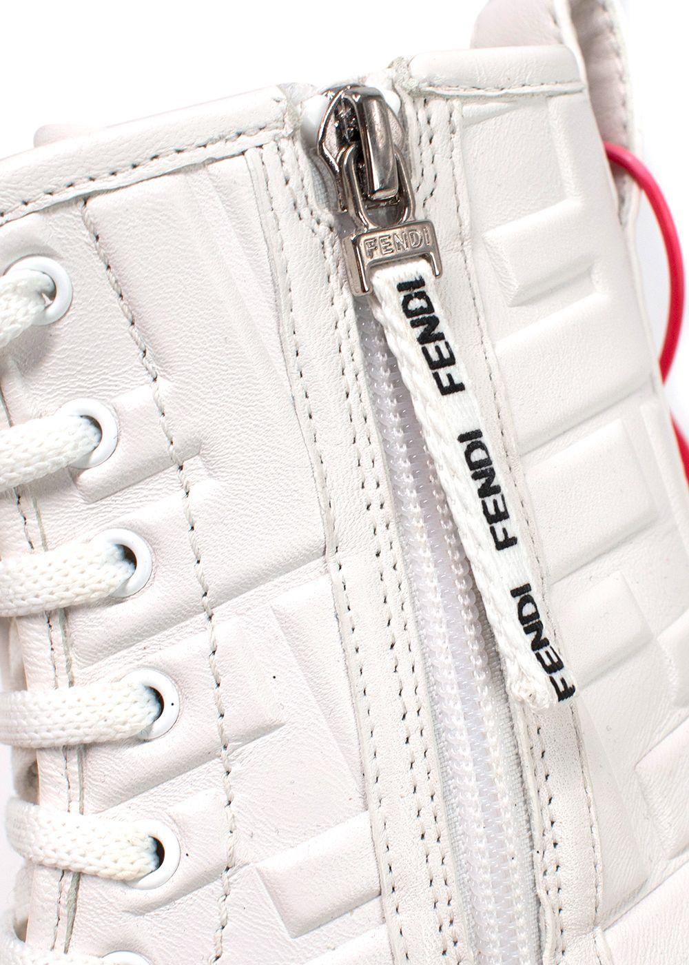 Fendi White Nappa FF Embossed Biker Boots