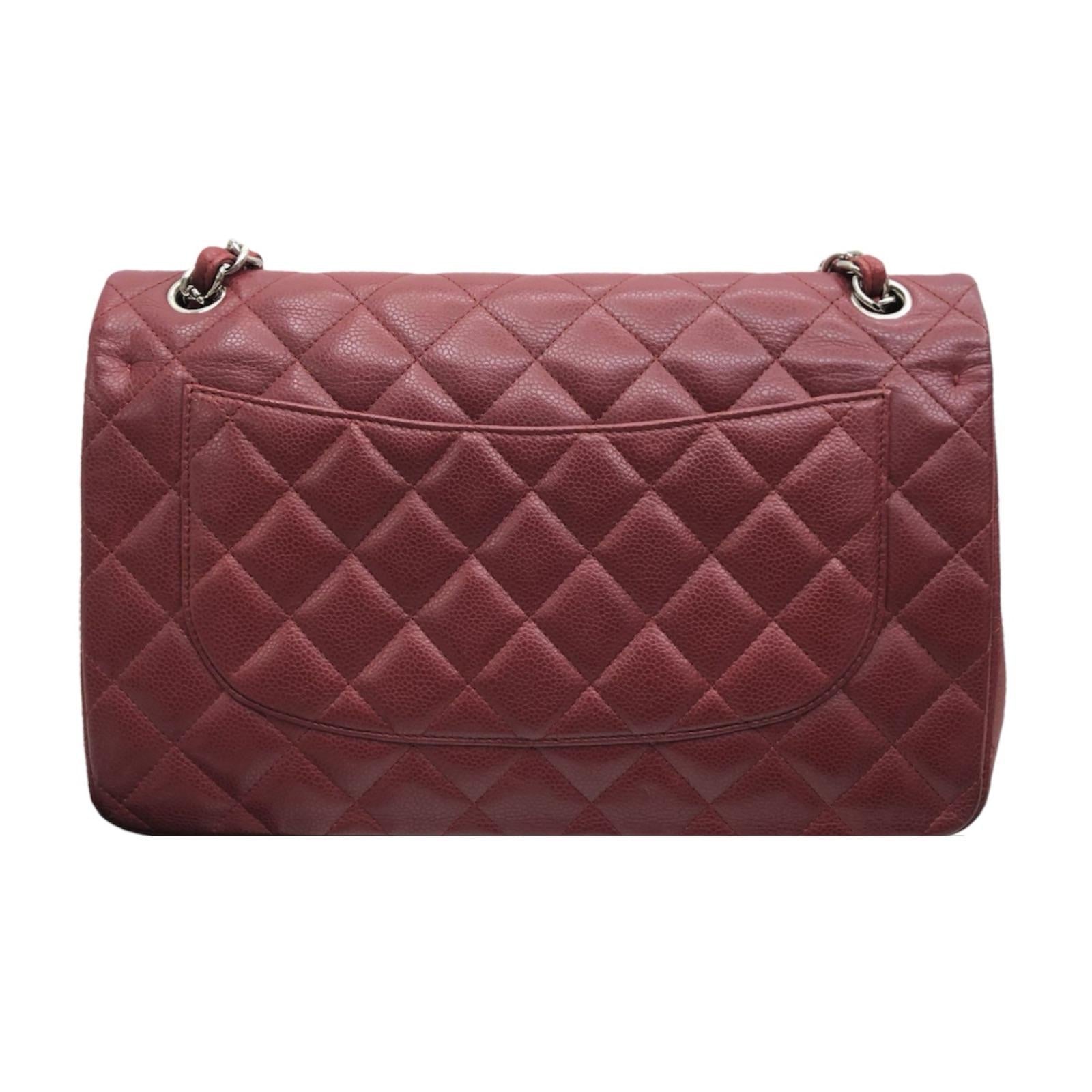 Chanel Burgundy Caviar Leather Jumbo Double Flap Bag