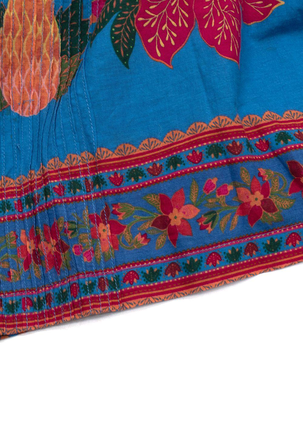 Farm Rio Blue Printed Lace Detail Blouse