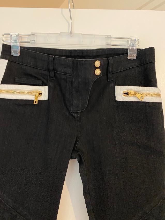 Balmain monochrome black denim biker jeans
