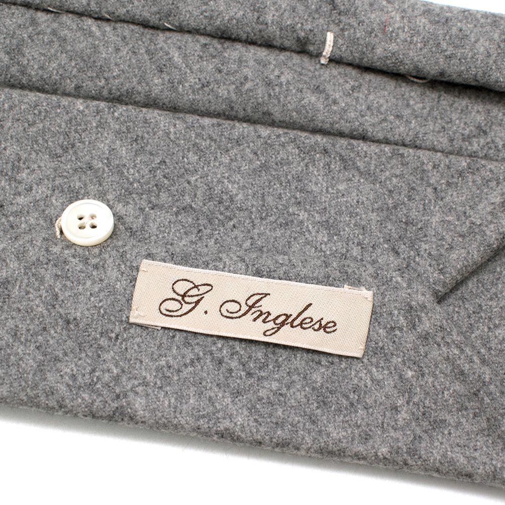 G. Inglese Grey Floral Detail Wool Tie