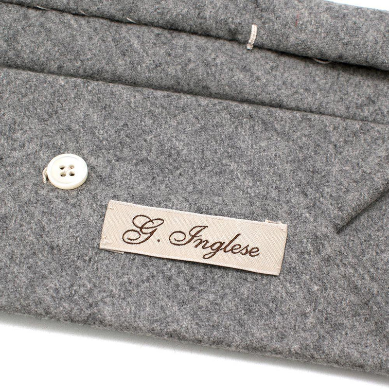 G. Inglese Grey Floral Detail Wool Tie