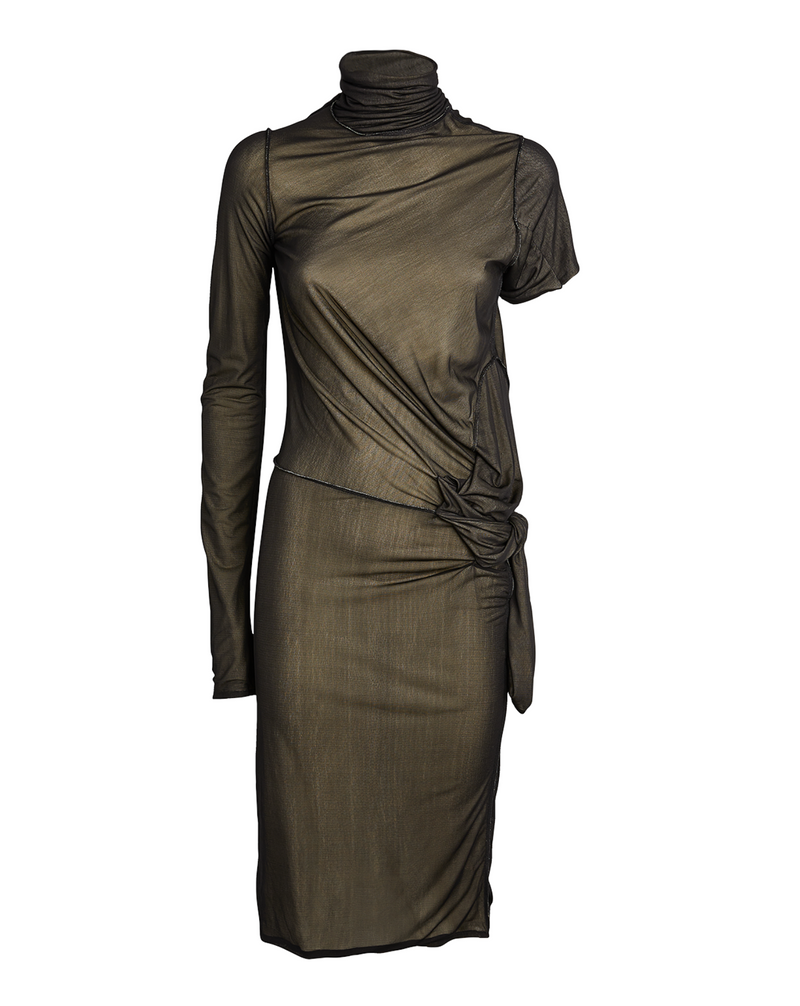 Maison Margiela Asymmetric Ruched Midi Dress