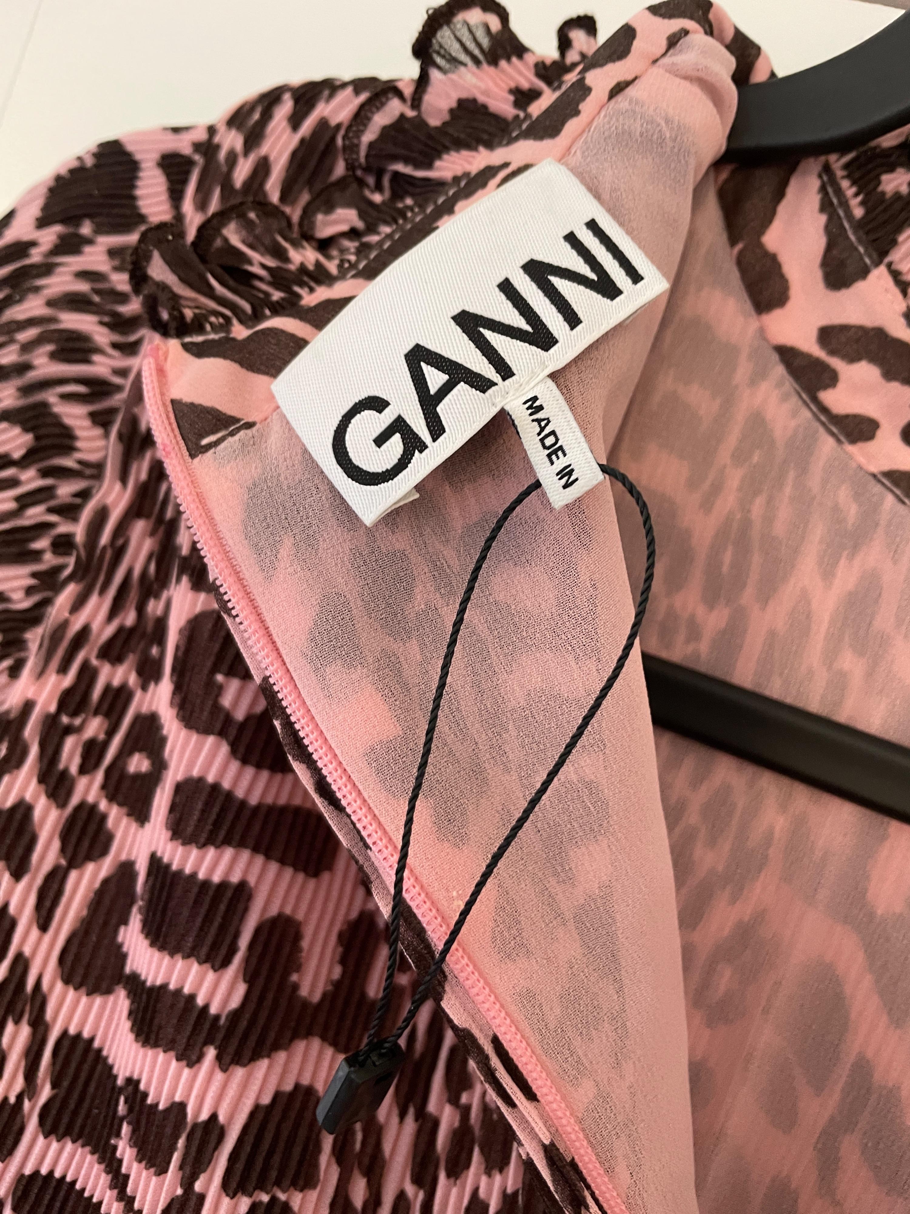 Pink Leopard Printed Georgette Mini Dress