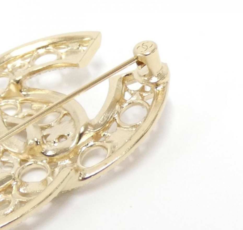 Chanel Coco Mark Double C Gold Metal Brooch