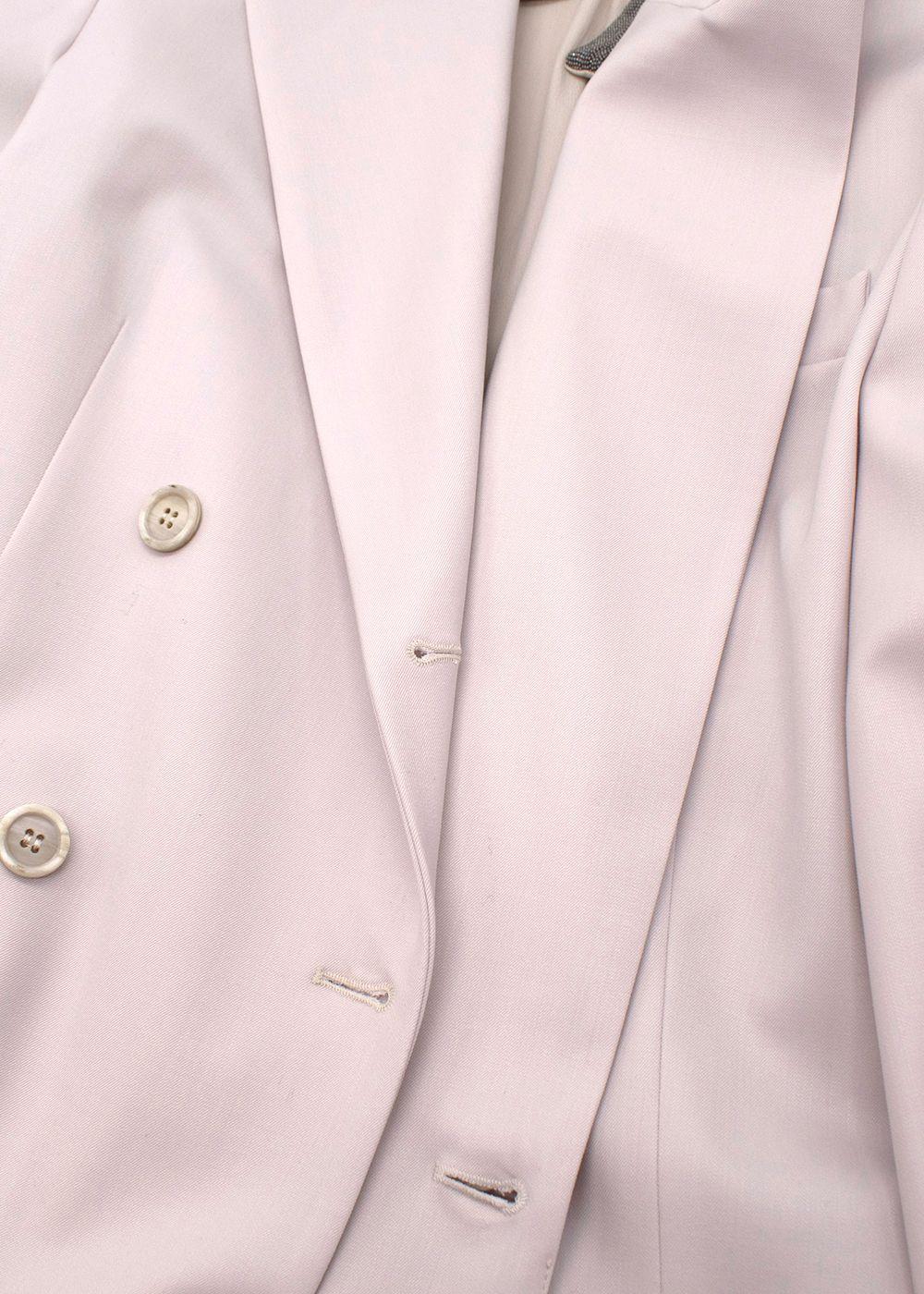 Bead Embellished Double Breasted Wool Blend Blazer