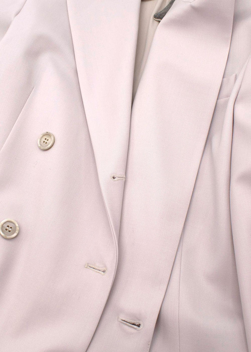 Bead Embellished Double Breasted Wool Blend Blazer