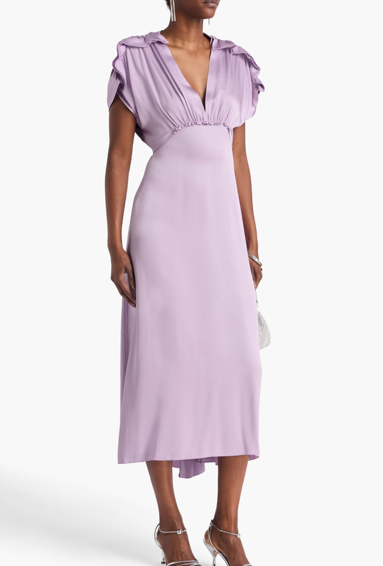 Victoria Beckham Ruffled Satin-Crepe Midi Dress
