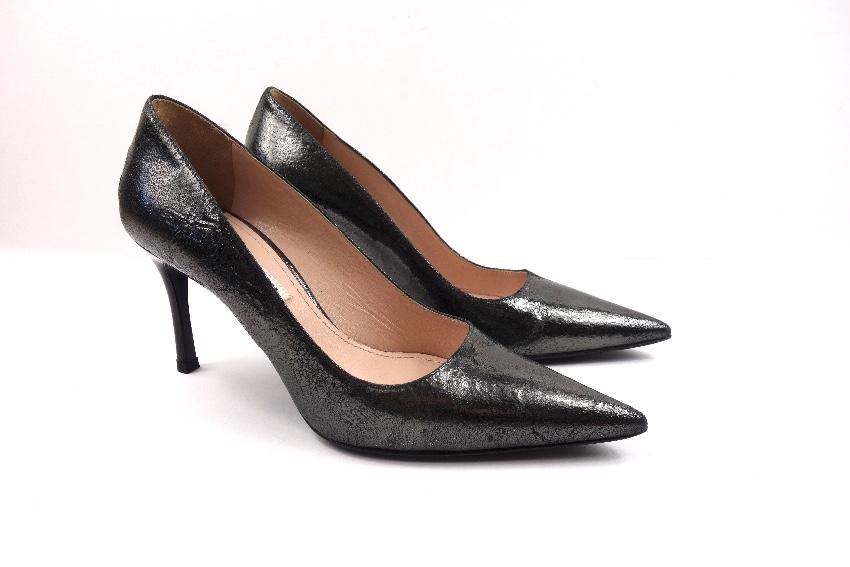 Miu Miu Pewter Metallic High Heel Pumps