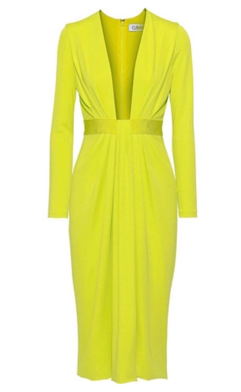 Cushnie Et Ochs Neon Deep V MIdi Dress
