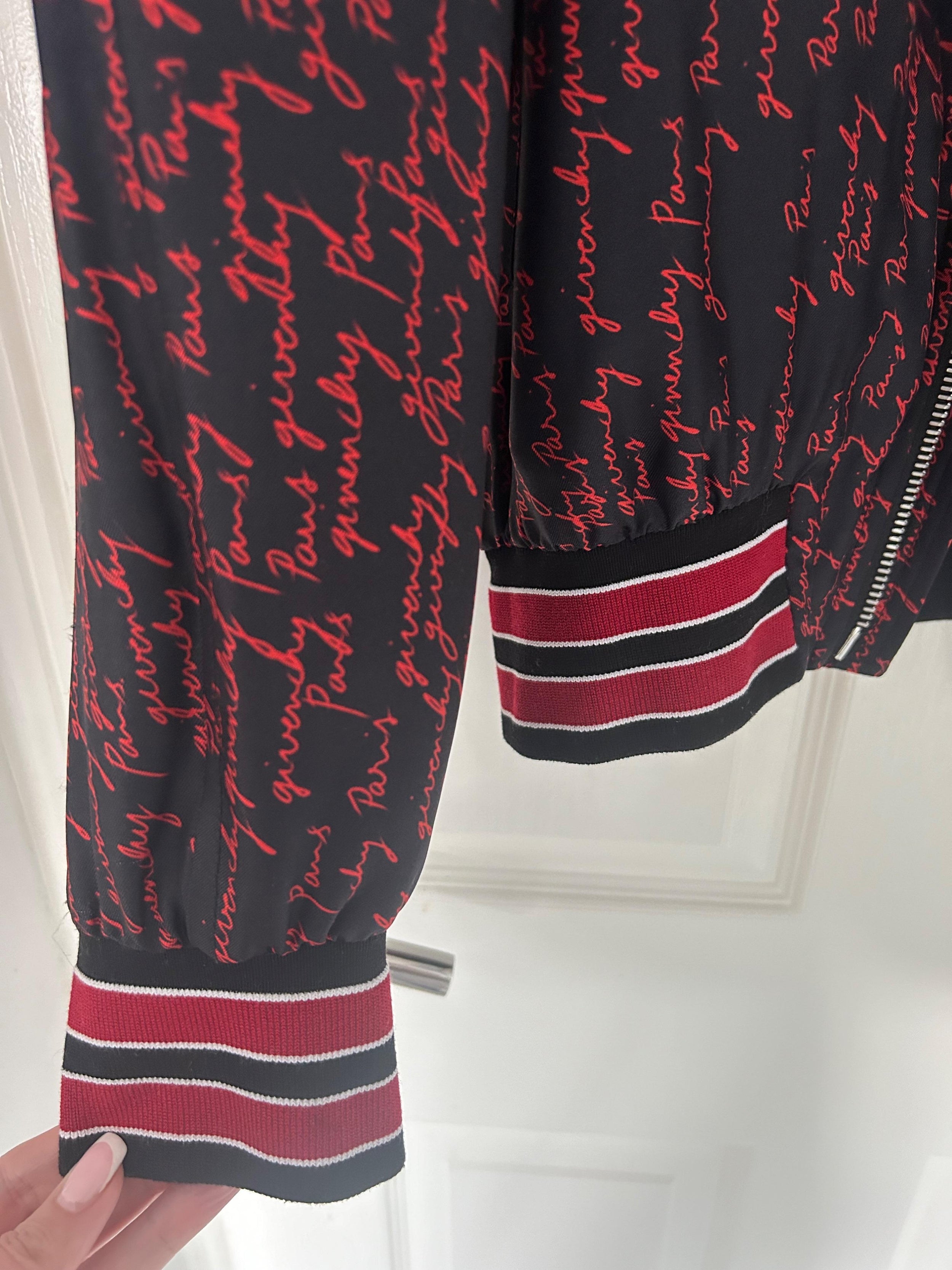 Givenchy Black and Red Silk Bomber Jacket