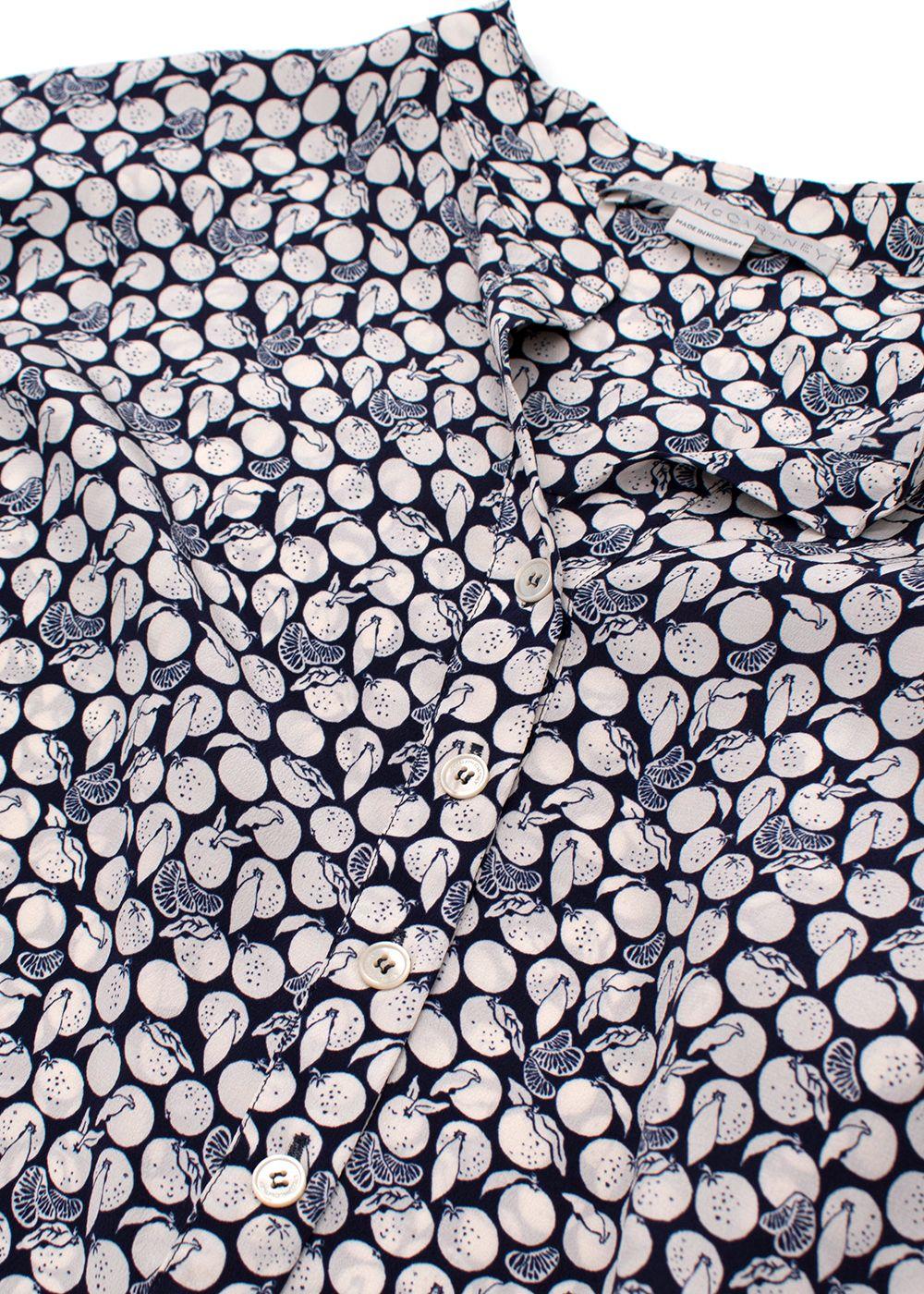 Stella McCartney Navy Lemon Print Silk Shirt
