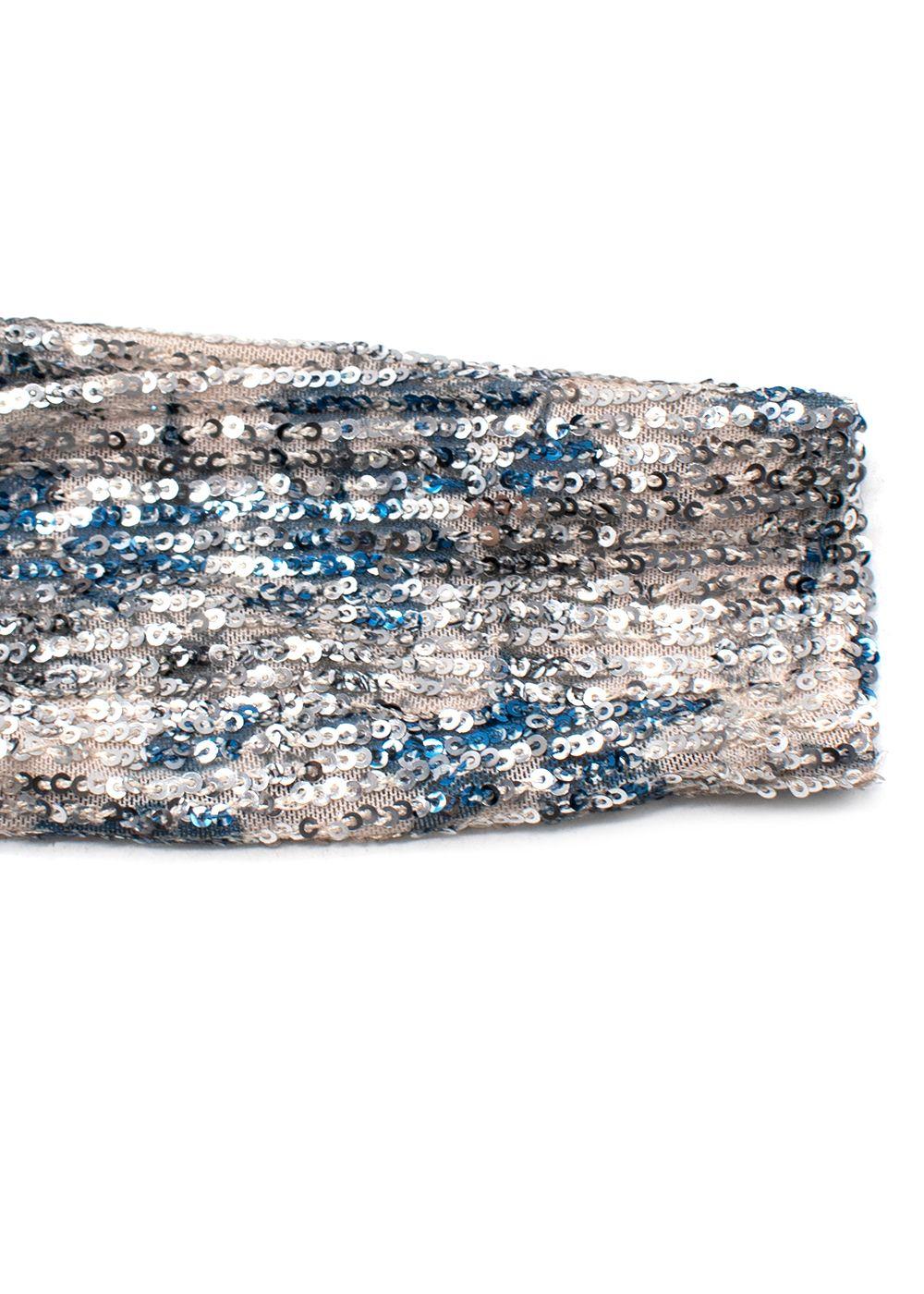 Maje Silver/ Blue Raquine Sequin-Embellished Draped Mini Dress