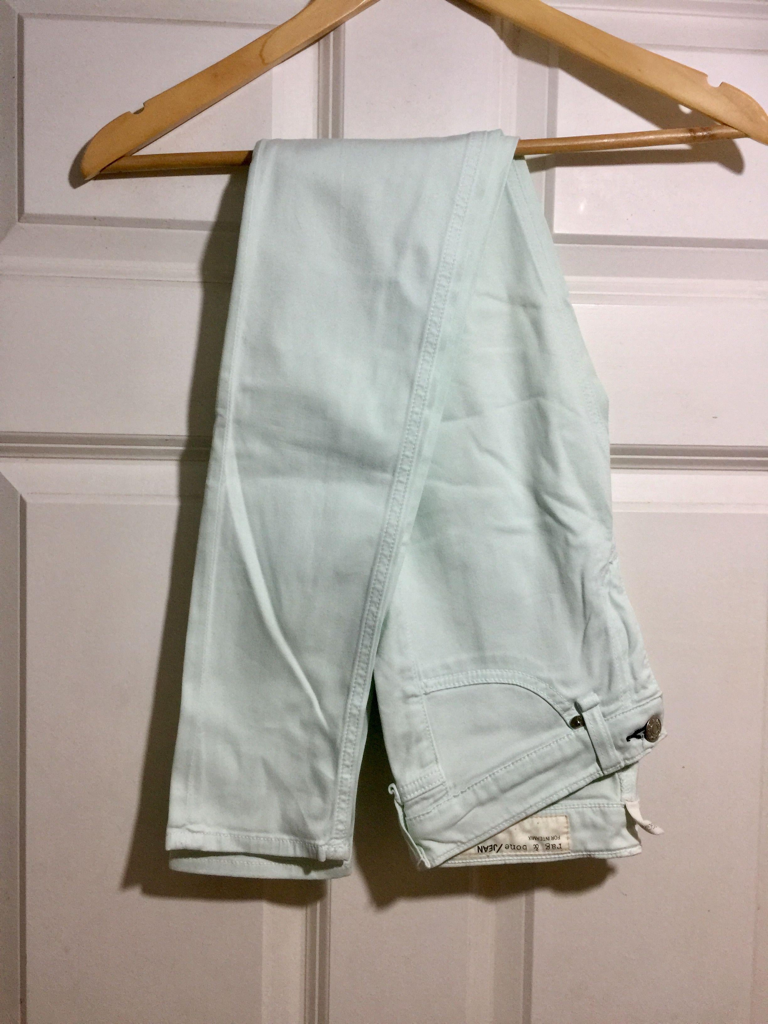 Mint green stretch-denim skinny jeans