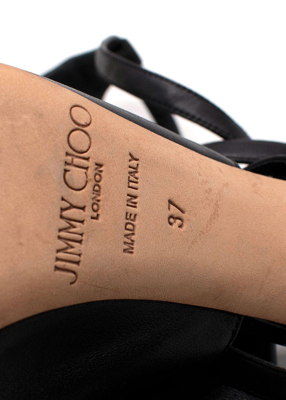Jimmy Choo Black Leather Peep Toe Sandals