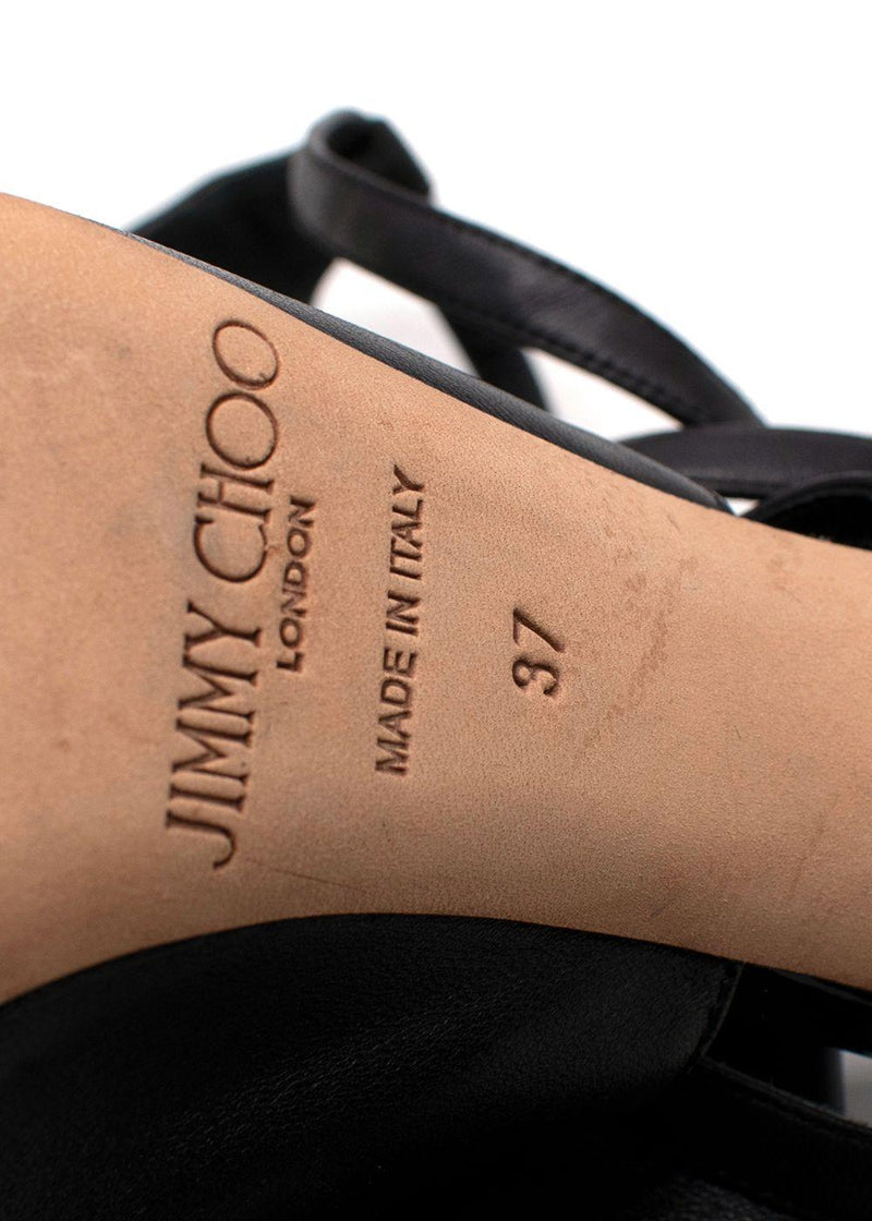 Jimmy Choo Black Leather Peep Toe Sandals