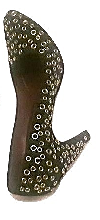 Prada Black and Gold Eyelet Pumps