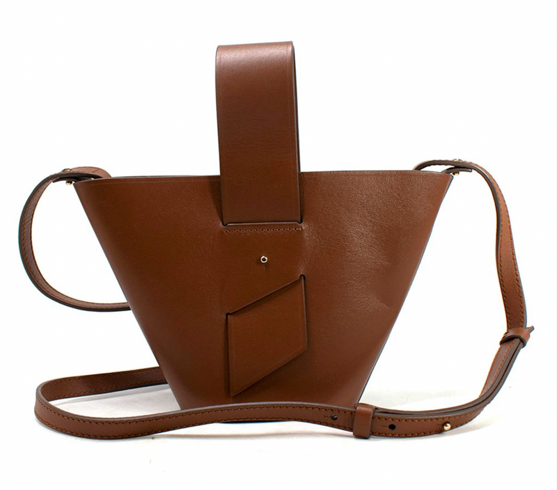 Carolina Santo Domingo Brown Leather Amphore Melone Bucket Bag