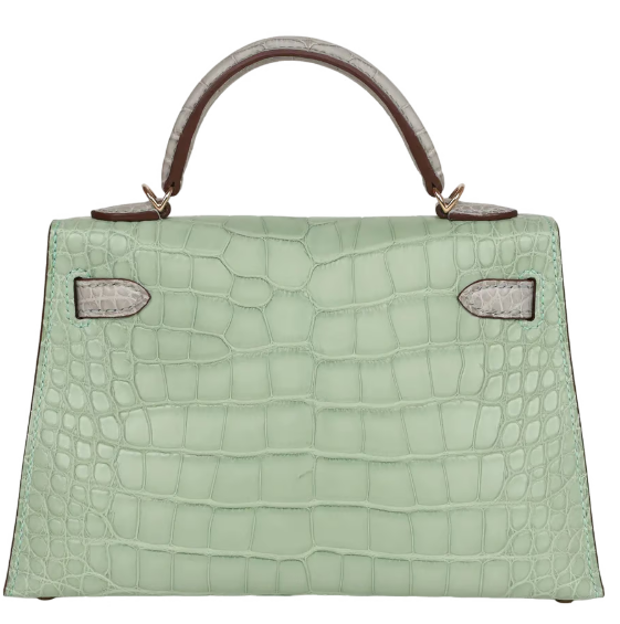 Hermès Kelly 20 Horse Shoe Stamped Sellier Mississippiensis Alligator Matte Bi-Colour