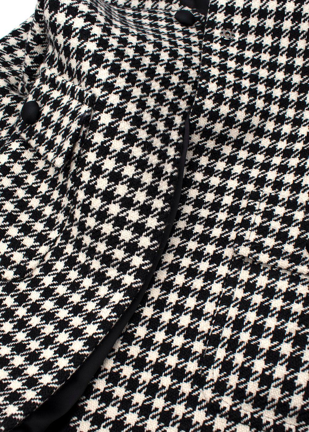 Black & White Houndstooth Wool Coat