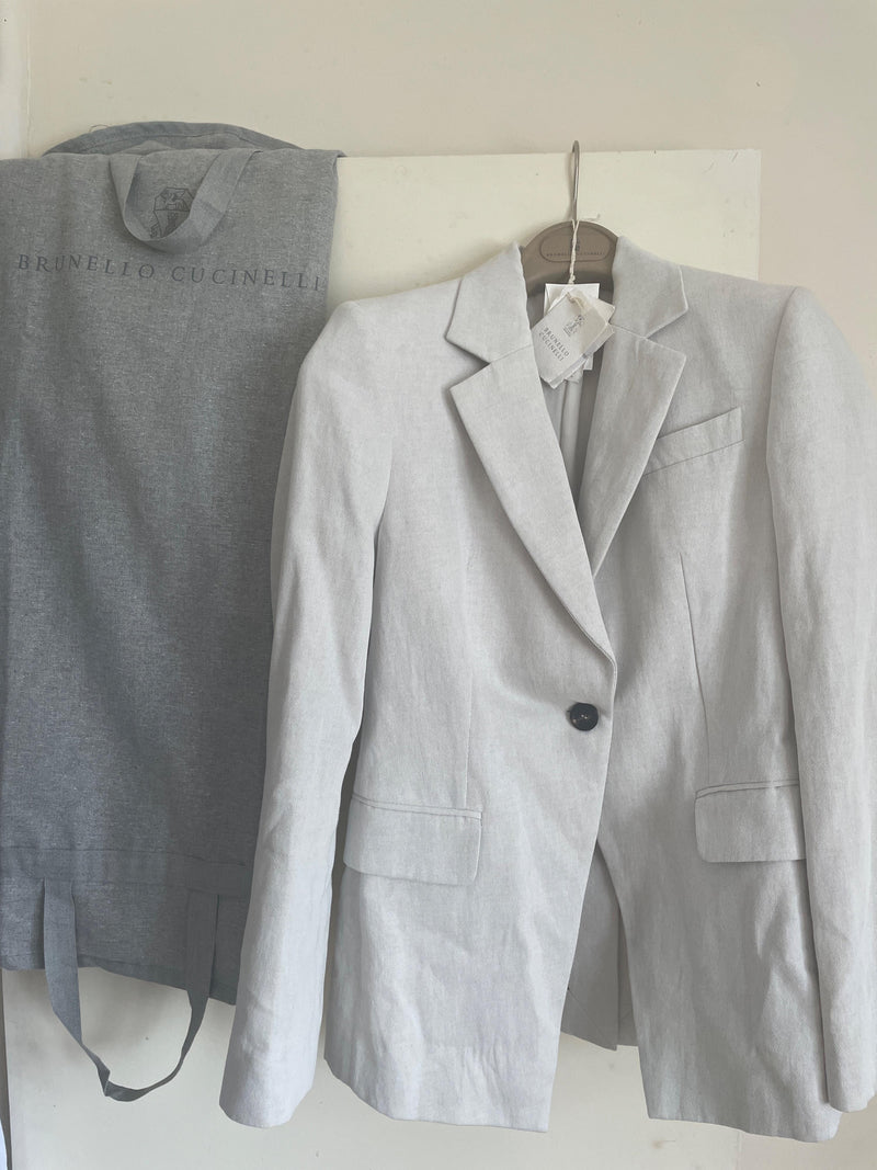 Single Breasted Cotton And Linen Blazer