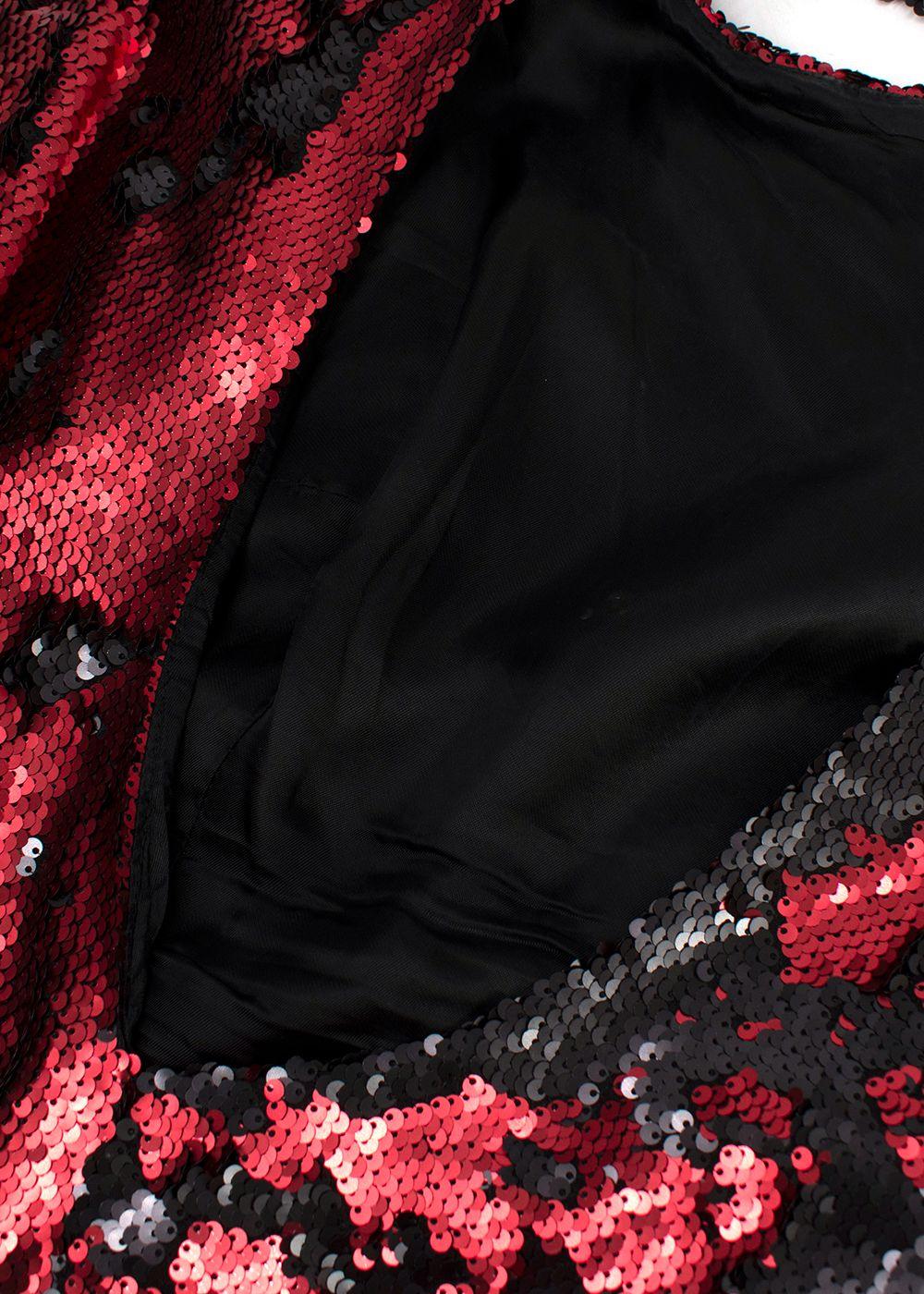 Marques Almeida Black & Red Sequin Asymmetric Mini Dress