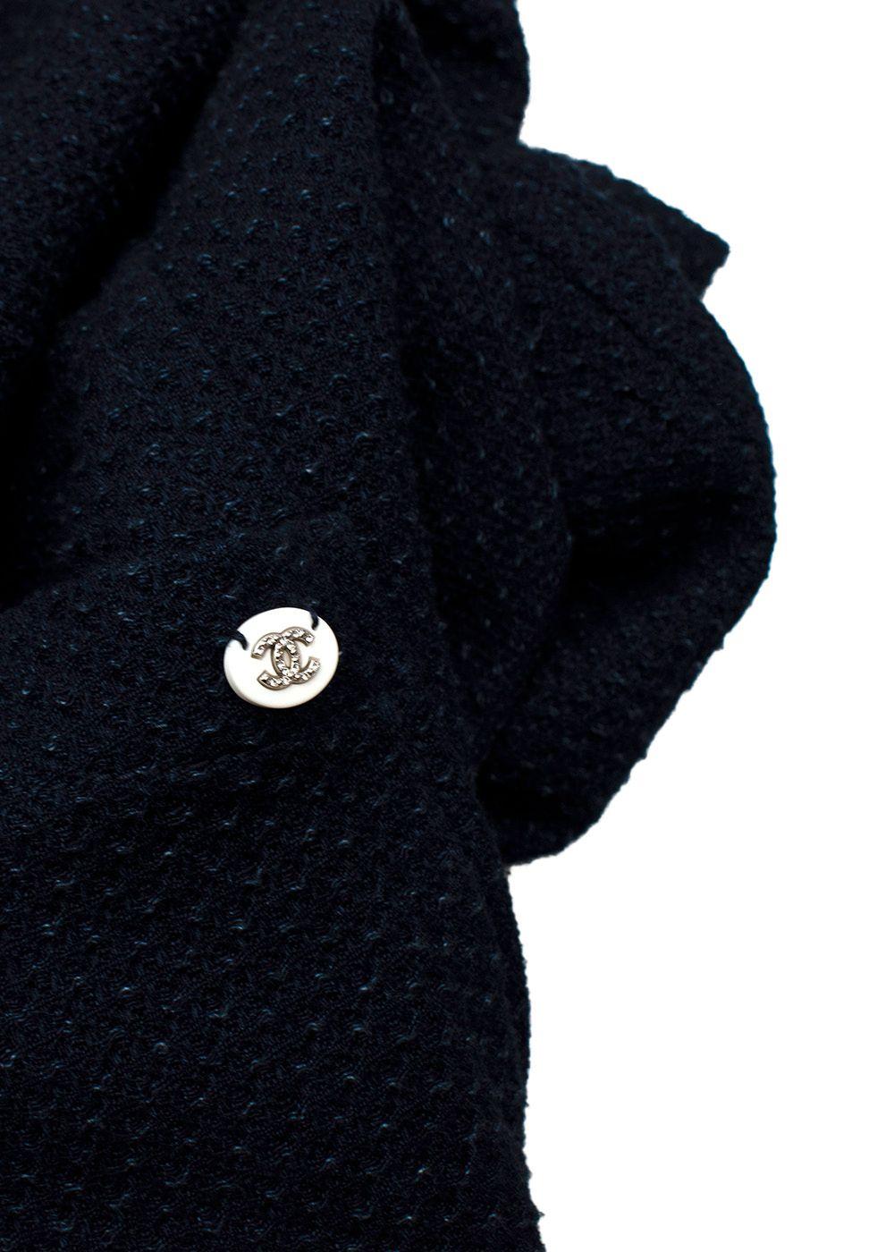 Chanel Navy Cotton Tie Front Cardigan
