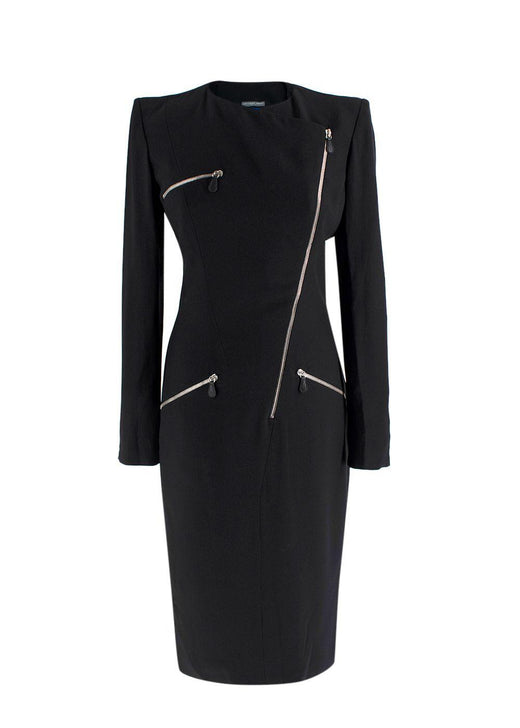 Alexander McQueen Black Dress with Silver Zips