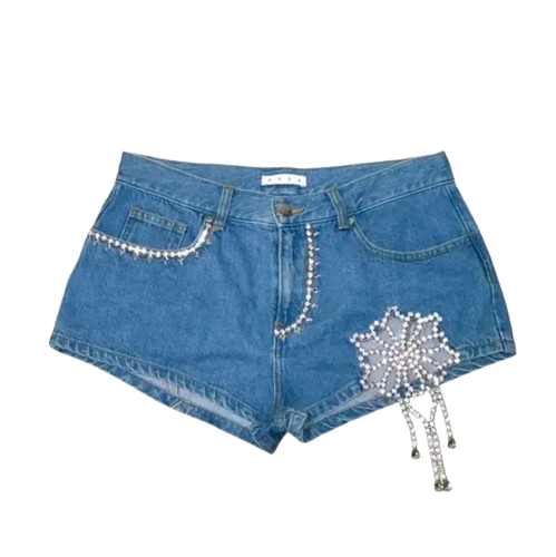 Crystal Embellshed Denim Festival Shorts