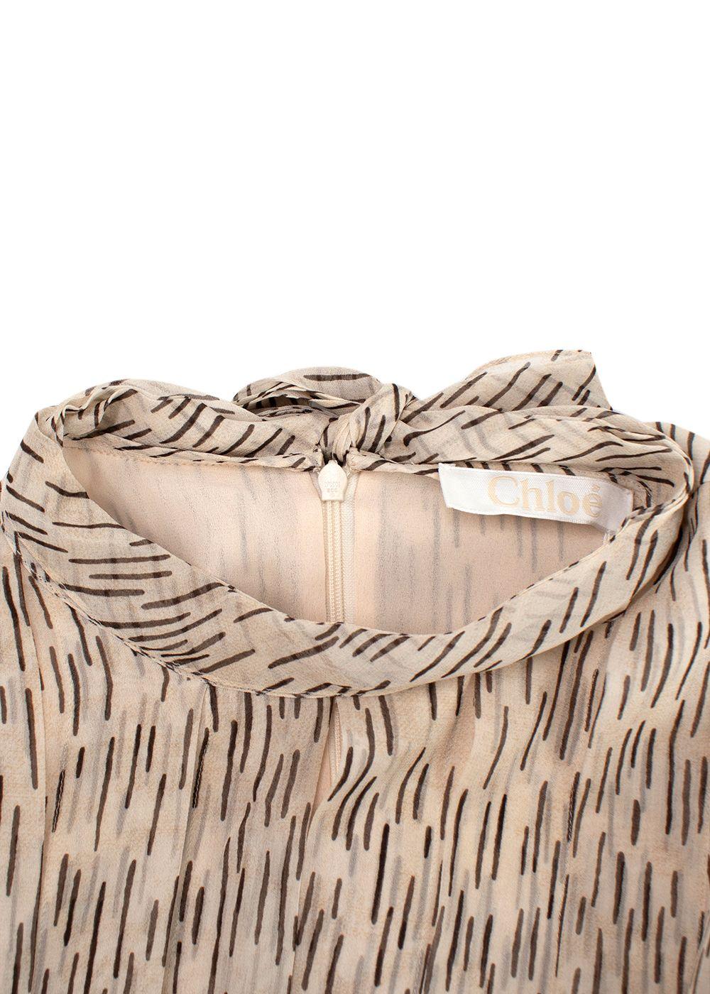 Chloe Tie-neck printed silk-georgette midi dress