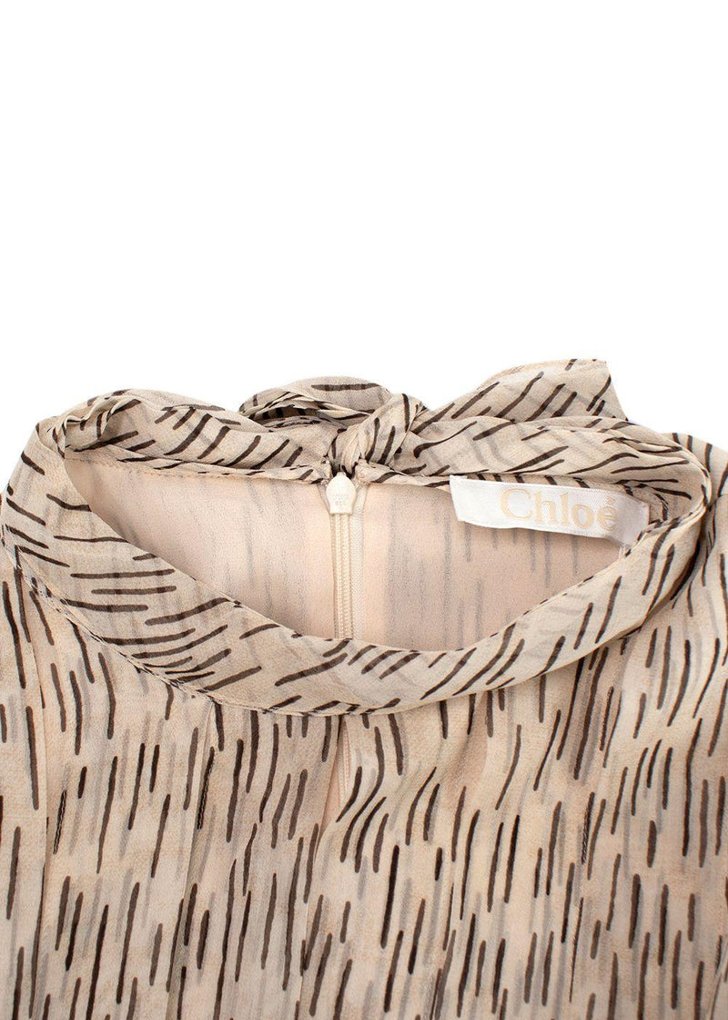 Chloe Tie-neck printed silk-georgette midi dress