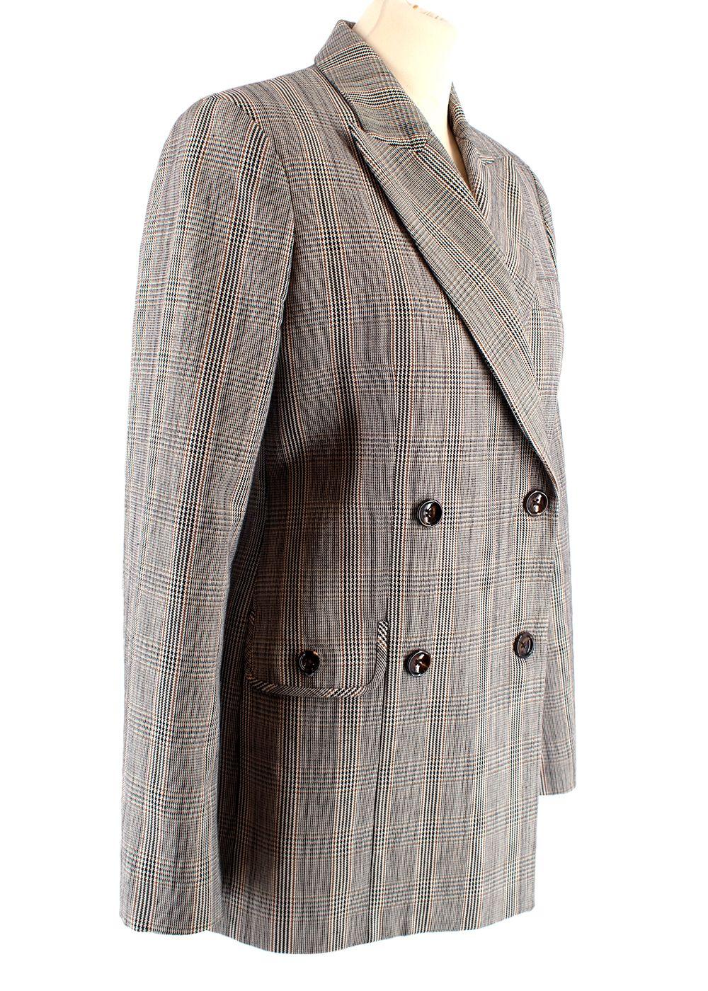 Houndstooth Checked Double Breasted Blazer