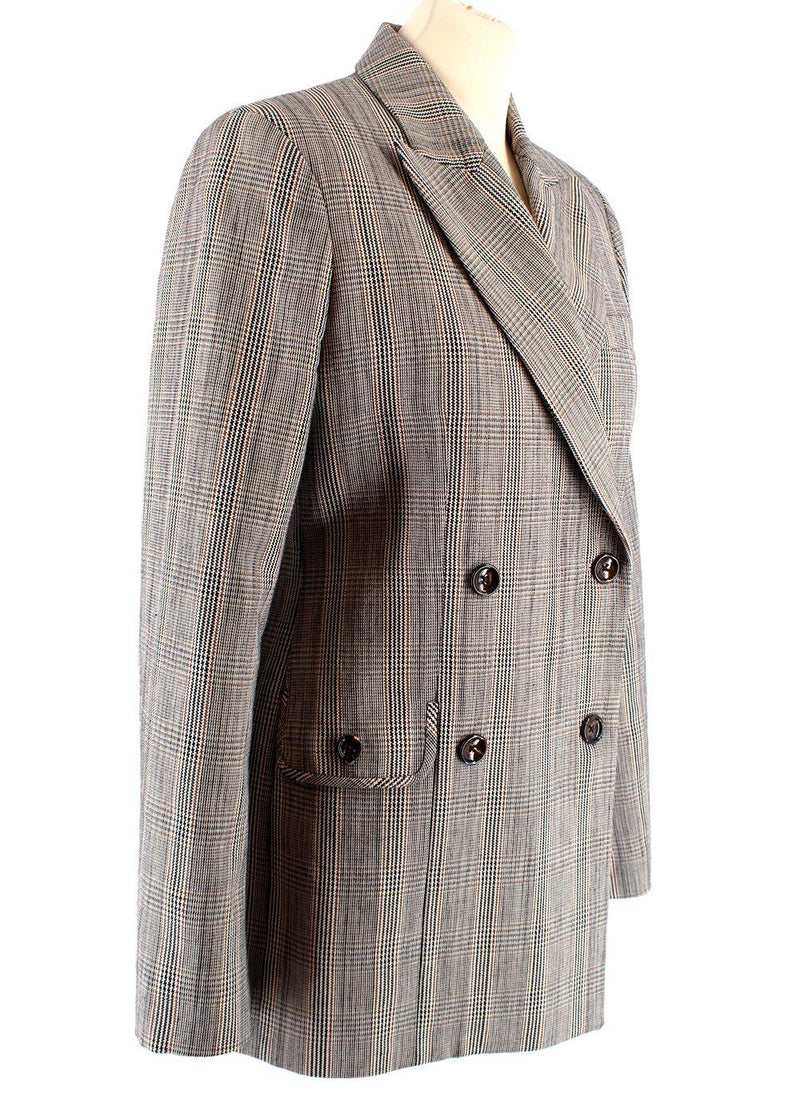 Houndstooth Checked Double Breasted Blazer