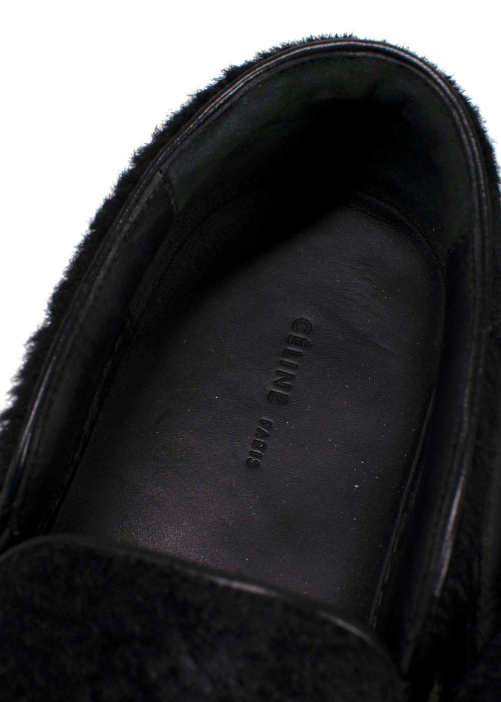 Celine Black Pony Hair Slip On Sneakers