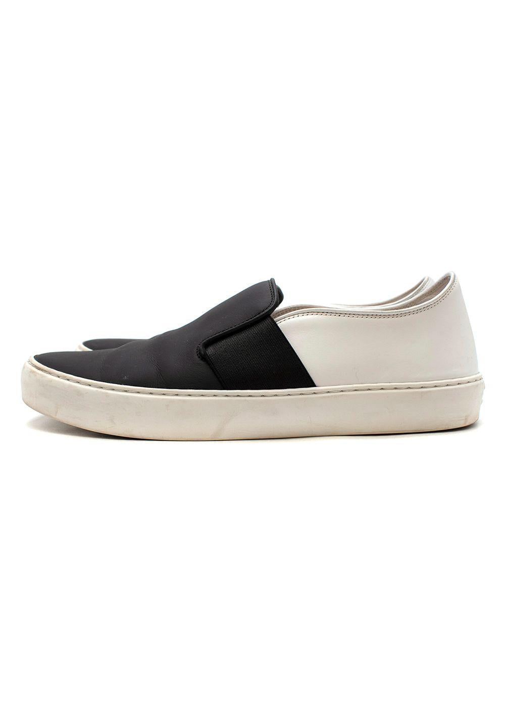 Black & White Leather Slip-On Sneakers