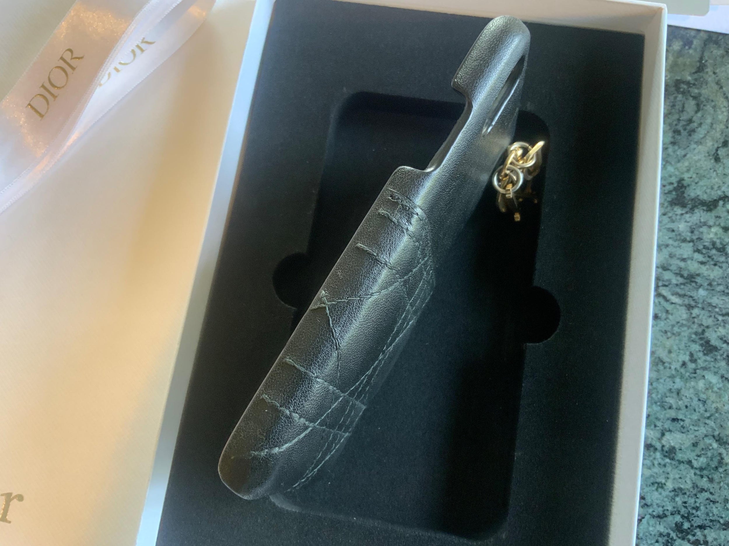 Lady Dior iPhone XS Black Leather Cover