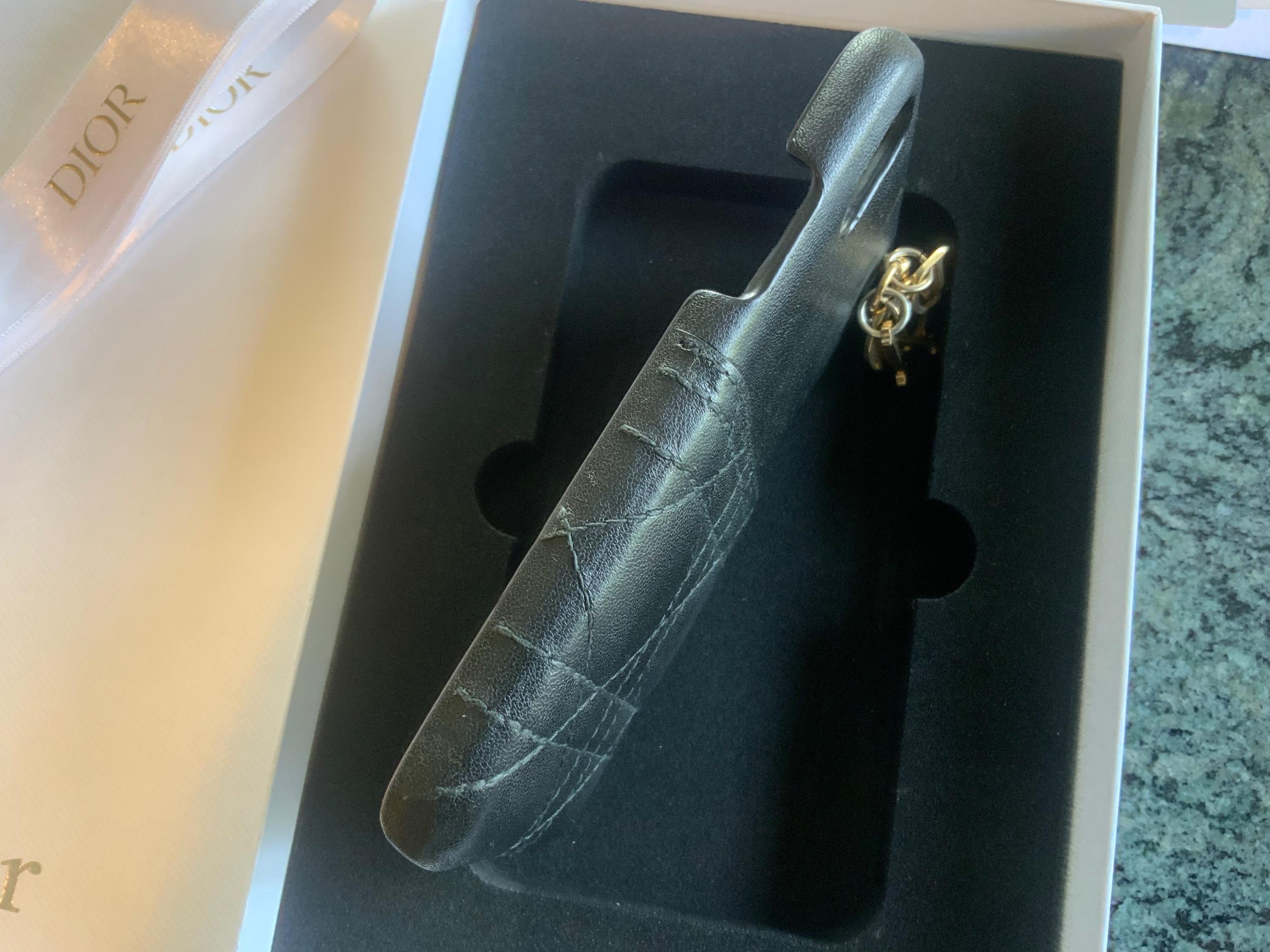 Lady Dior iPhone XS Black Leather Cover