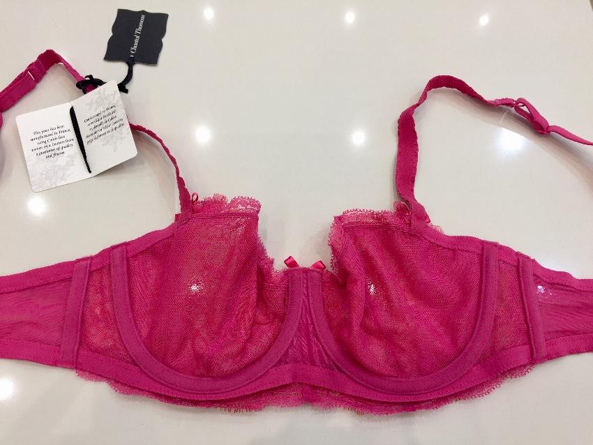 Chantal Thomass Fuchsia Pink & Orange Calais Leavers Lace Half Cup Bra